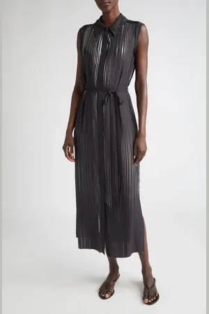 Jason Wu Bicolor Pleat Stripe Midi Dress in at Nordstrom, Size Medium