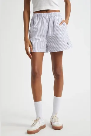 Sporty & Rich SRC Embroidered Stripe Poplin Shorts in at Nordstrom, Size X-Small