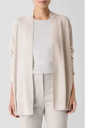 Eileen Fisher Organic Linen Blend Open Front Cardigan in at Nordstrom, Size Xx-Small