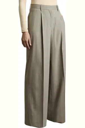 Reiss Tallulah Pinstripe Pleat Front Wide Leg Stretch Wool Pants in at Nordstrom, Size 10 Us
