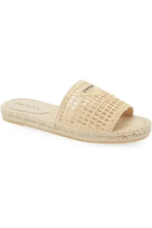 Prada Raffia Espadrille Slide Sandal in at Nordstrom, Size 5Us