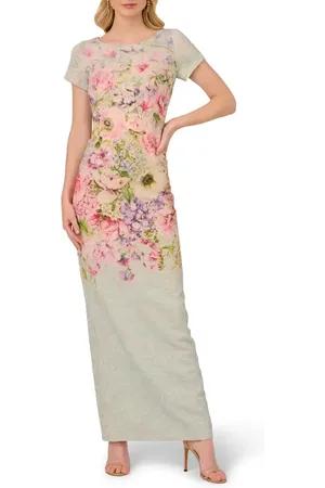 Adrianna Papell Floral Jacquard Metallic Matelasse Column Gown in at Nordstrom, Size 10
