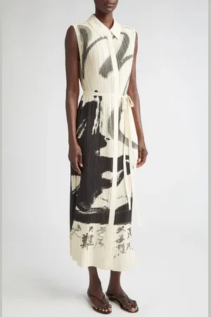 Jason Wu Abstract Print Pleated Georgette Shirtdress in at Nordstrom, Size X-Small
