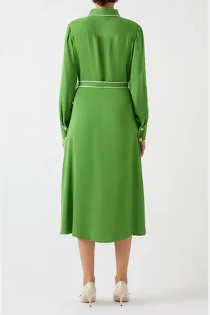LK Bennett Elise Tie Waist Long Sleeve Midi Shirtdress in at Nordstrom, Size 10 Us