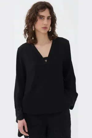 Nocturne Stone Embroidered Blouse in at Nordstrom, Size Small