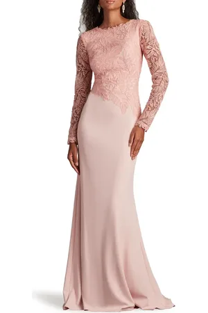 Tadashi Shoji Embroidered Leaf Print Long Sleeve Gown in at Nordstrom, Size 12