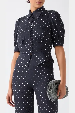 LK Bennett Elsie Dot Crop Shirt in at Nordstrom, Size 10 Us
