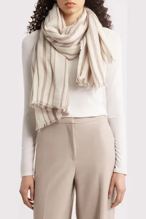 Vince Variegated Stripe Cotton Fringe Scarf in at Nordstrom