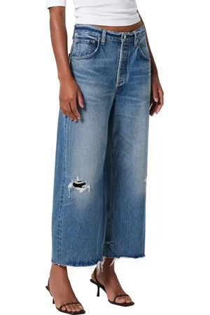 Citizens of Humanity Ayla Raw Hem Crop Wide Leg Jeans in at Nordstrom, Size 26