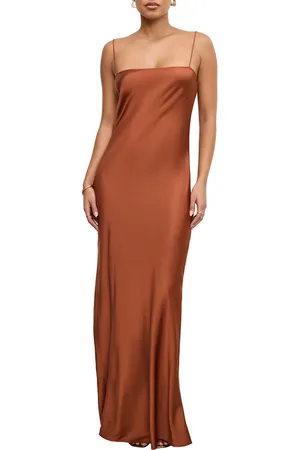 GOOD AMERICAN Satin Maxi Slipdress in at Nordstrom, Size Small