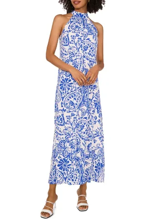 Vince Camuto Print Sleeveless Halter Neck Dress in at Nordstrom, Size Medium