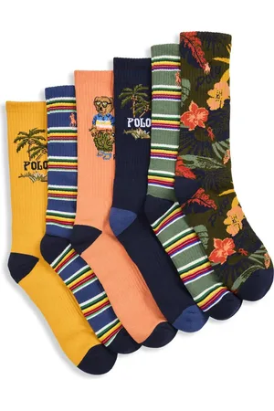 Ralph Lauren Big & Tall 6-pk Surf Club Bear Crew Socks in at Nordstrom, Size 13Big