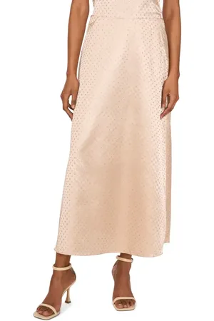 Vince Camuto Metallic Dot Bias Satin Maxi Skirt in at Nordstrom, Size Medium