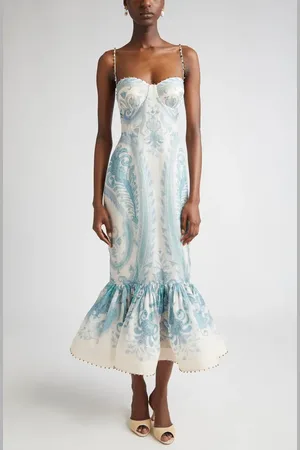 ZIMMERMANN Illuminate Paisley Linen & Silk Mermaid Gown in at Nordstrom, Size 0
