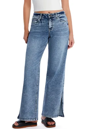 HINT OF BLU Clever Side Slit High Waist Wide Leg Jeans in at Nordstrom, Size 27