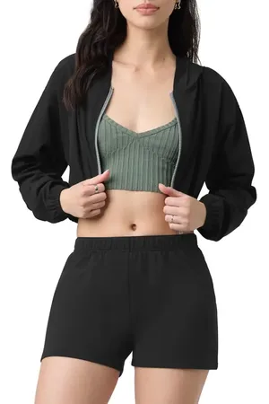 Florence By Mills Front Zip Hooded Crop Track Jacket in at Nordstrom, Size Xx-Small