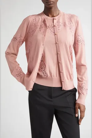 Dolce & Gabbana Lace Detail Virgin Wool & Cotton Blend Cardigan in at Nordstrom, Size 12 Us