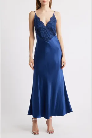 Delfi Polina Lace Bodice Satin Slipdress in at Nordstrom, Size Large