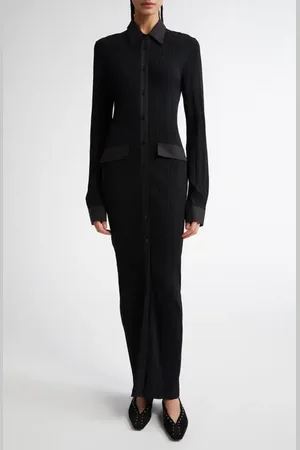 Totême Long Sleeve Rib Maxi Shirtdress in at Nordstrom, Size X-Large