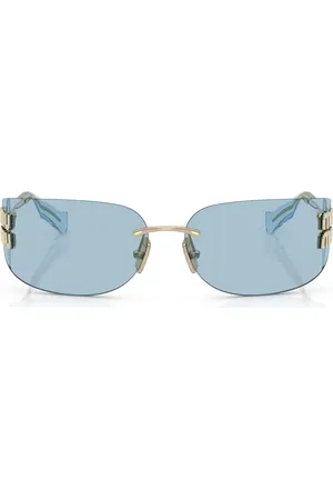 Miu Miu 75mm Oversize Rectangular Wrap Sunglasses in at Nordstrom