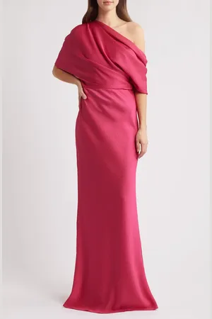 Amsale Slouch One-Shoulder Hammered Satin Gown in at Nordstrom, Size 16