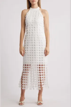 Anne Klein Lace Fringe Hem Sleeveless Maxi Dress in at Nordstrom, Size 14 P