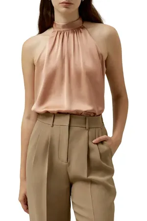 Lilysilk Graceful Breeze Silk Halter Top in at Nordstrom, Size Small