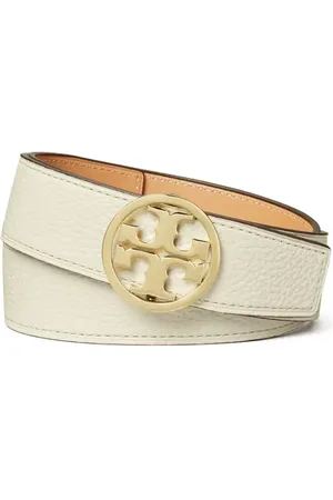 Tory Burch Miller 1.5-Inch Reversible Logo Belt in New Ivory /Vachetta /Gold at Nordstrom, Size X-Small