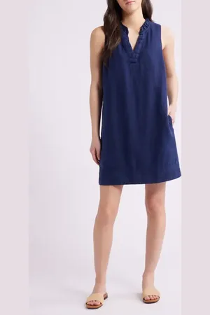 Tommy Bahama Two Palms Double Ruffle Linen Dress in at Nordstrom, Size X-Large
