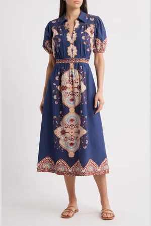 Cleobella Asha Cotton & Linen Midi Shirtdress in at Nordstrom, Size X-Small