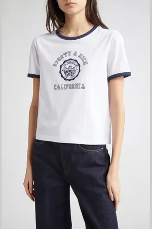 Sporty & Rich California Emblem Graphic Ringer T-Shirt in at Nordstrom, Size Large