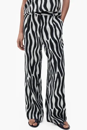 MANGO Zebra Stripe Straight Leg Pants in at Nordstrom, Size 2