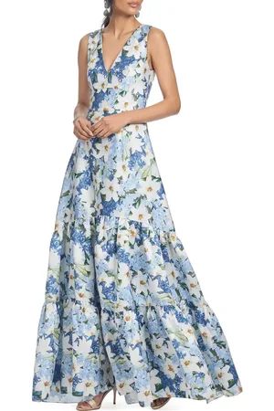 Sachin & Babi Rori Floral Sleeveless Tiered Mikado Gown in at Nordstrom, Size 12