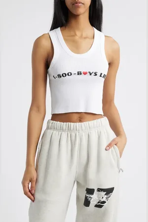 Boys Lie 1-800 Heart Crop Rib Graphic Tank in at Nordstrom, Size Medium