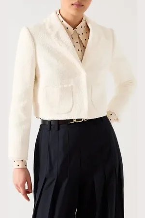 LK Bennett Carla Crop Cotton Blend Tweed Jacket in at Nordstrom, Size 12 Us