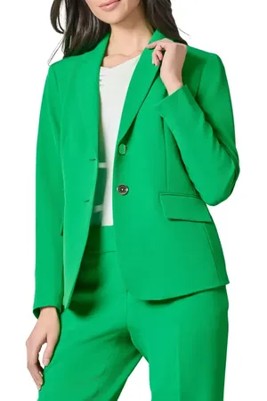 Kasper Notch Collar Stretch Crepe Two-Button Blazer in at Nordstrom, Size 14