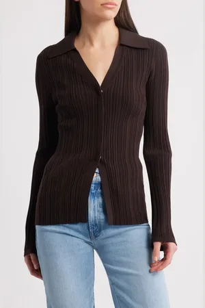& OTHER STORIES Collared V-Neck Rib Cardigan in at Nordstrom, Size Small