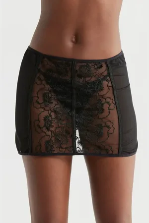Kilo Brava Embroidered Lace-Up Sheer Skirt & G-String Set in at Nordstrom, Size Xx-Large