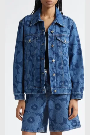 Marimekko Maridenim Murros Unikko Denim Trucker Jacket in at Nordstrom, Size Medium