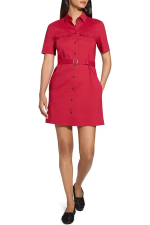THEORY Short Sleeve Belted Shirtdress in at Nordstrom, Size 00