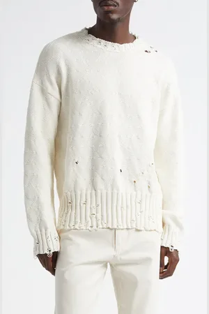 Marni Distressed Cotton Confetti Jacquard Crewneck Sweater in at Nordstrom, Size 36 Us
