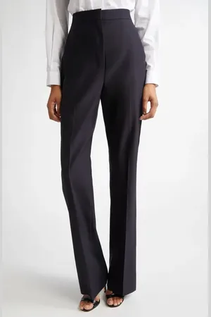 Max Mara Delfino Long Virgin Wool & Silk Flare Leg Trousers in at Nordstrom, Size 12
