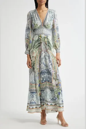 Camilla Button Front Silk Crepe Midi Dress in at Nordstrom, Size Xx-Large
