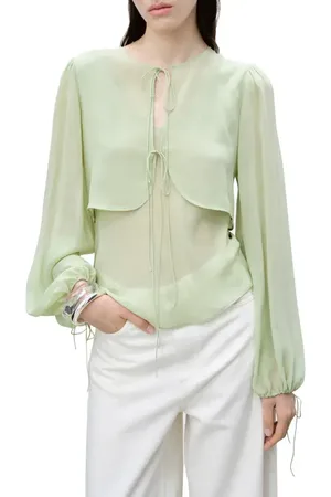 MANGO Bow Blouse in at Nordstrom, Size 8