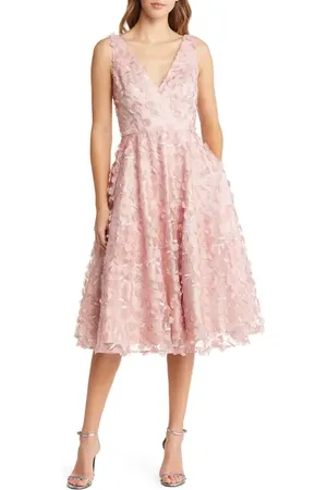 Eliza J 3D Appliqu?? Fit & Flare Cocktail Dress in at Nordstrom, Size 2