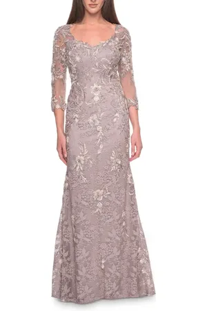 La Femme Stunning Beaded Lace Mother of the Bride Gown in at Nordstrom, Size 6