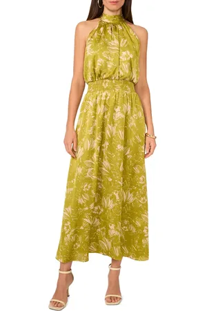 Vince Camuto Print Smocked Waist Sleeveless Maxi Dress in at Nordstrom, Size Medium