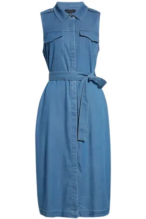 UNIVERSAL STANDARD Sleeveless Chambray Shirtdress in at Nordstrom, Size Xs