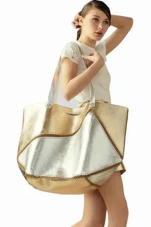 Cynthia Rowley Mixed Metallic Vegan Leather Oversized Tote in at Nordstrom