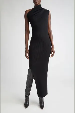 Rick Owens Athena One-Shoulder Rib Sweater Dress in at Nordstrom, Size X-Large